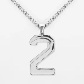 2 Number Pendant with Chain Necklace - Stainless Steel