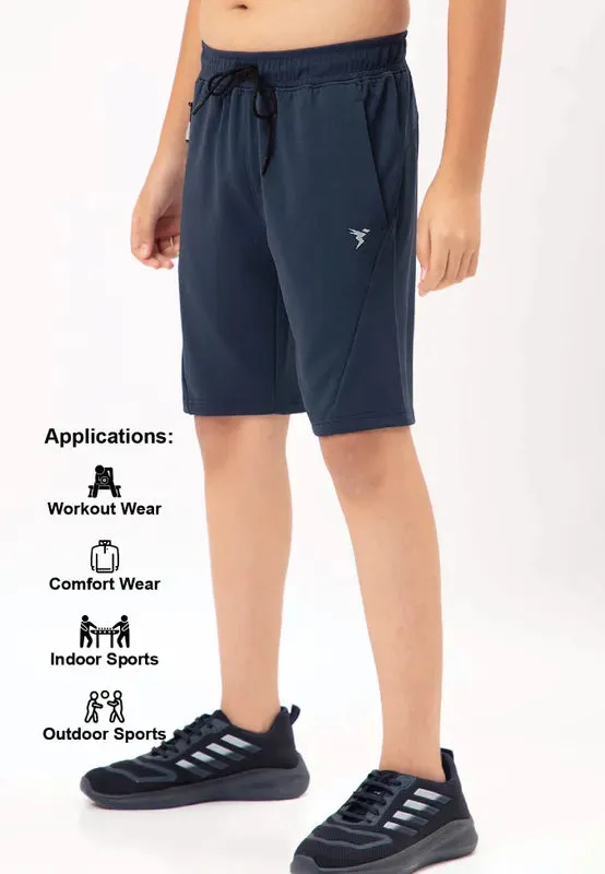 Boys Solid Slim Fit Shorts with TECHNO GUARD