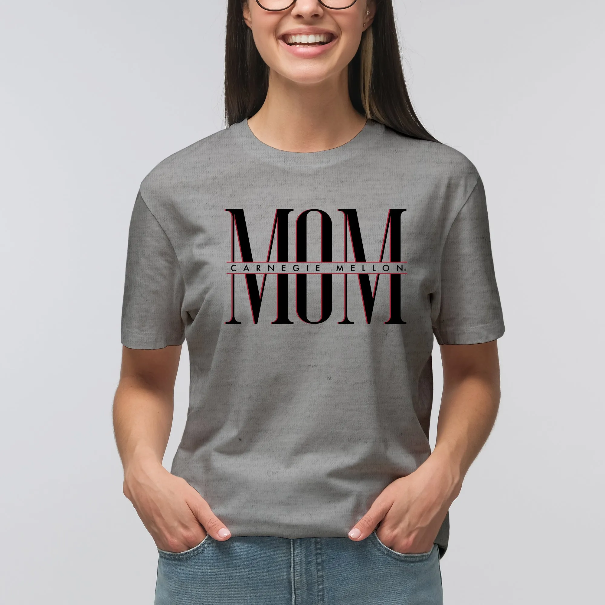 Carnegie Mellon Tartans Classic Mom T Shirt - Sport Grey