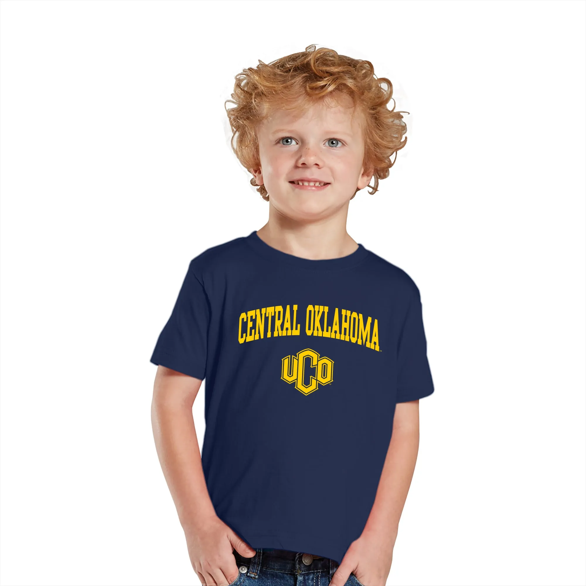 Central Oklahoma University Bronchos Arch Logo Toddler Short Sleeve T Shirt - Navy