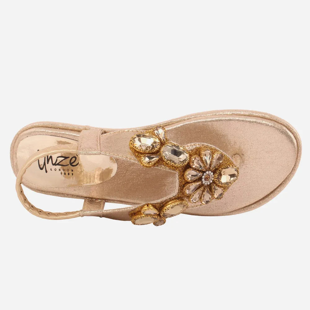 Girls "Gaby" Decorated Flat Sole Sandals