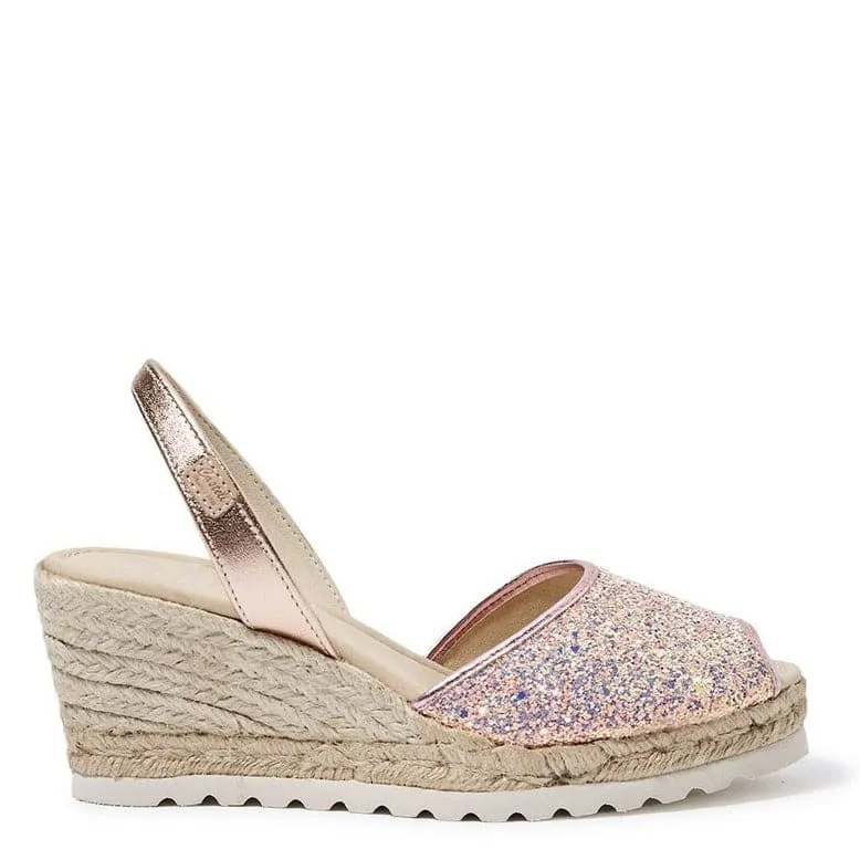 Glitter Leather Menorcan Espadrille For Women - Frida Montada 2006R Glitter