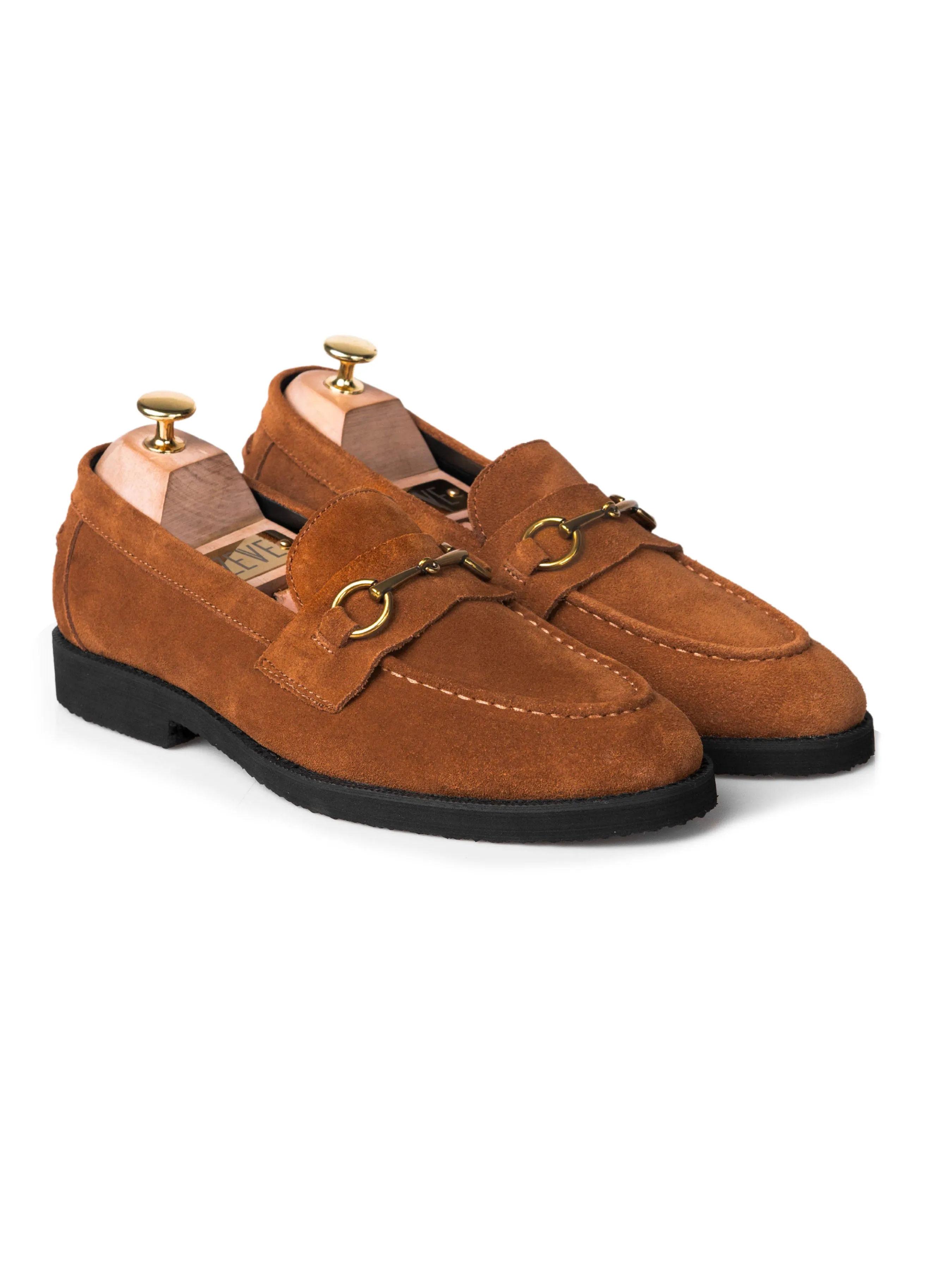 Penny Loafer Horsebit Buckle - Brown Suede Leather (Crepe Sole)