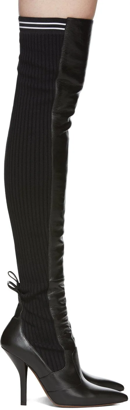 'Rockoko' Thigh-High Boots, Black