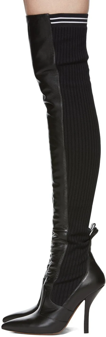 'Rockoko' Thigh-High Boots, Black