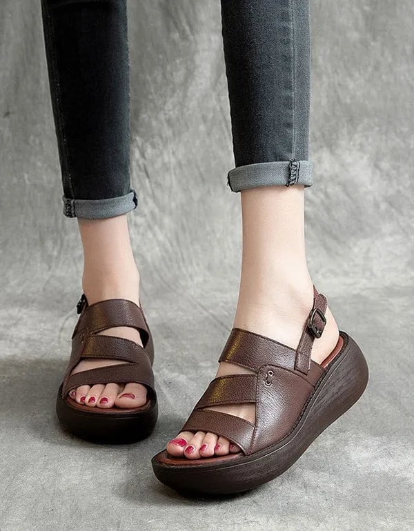 Women's Slingback Retro Wedge Sandals