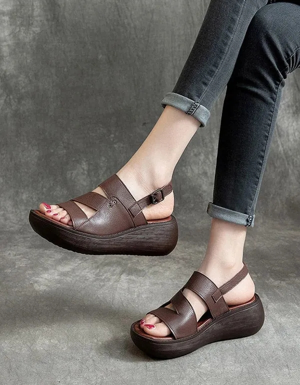 Women's Slingback Retro Wedge Sandals