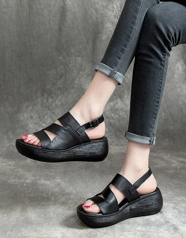 Women's Slingback Retro Wedge Sandals