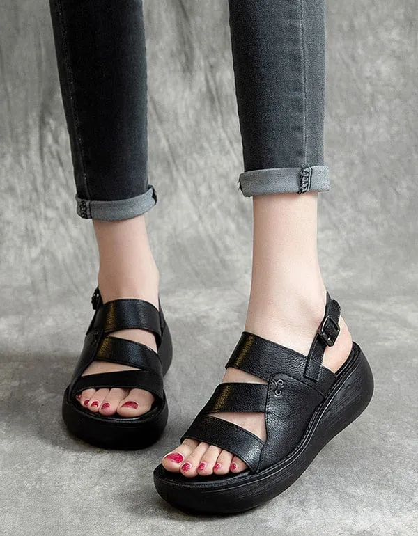 Women's Slingback Retro Wedge Sandals